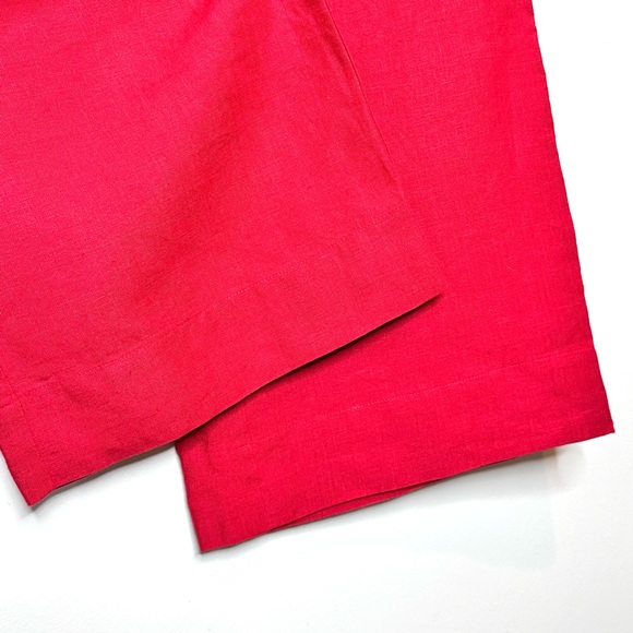 Vintage Libera Mente 100% Linen Wide-Leg Pants Size 0 Ankle Crop IT40 Red - Picture 3 of 15